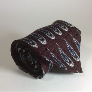 XMI burgundy silver geometric tie